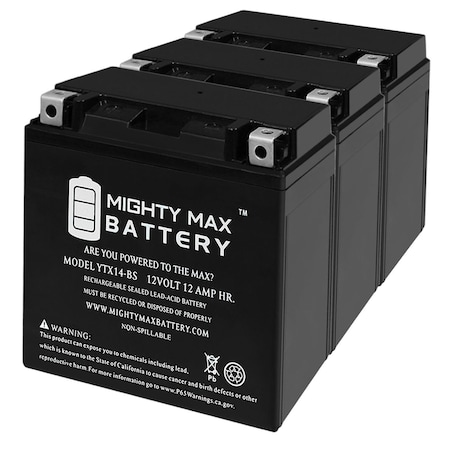 YTX14-BS Battery For Yamaha FZR1000 1991 - 1995 - 3PK